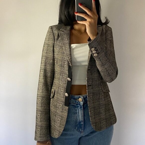 MOS Mosh grey tartan fitted blazer - Picture 4 of 7